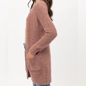 Merokeety Chic Mauve Popcorn Yarn Cardigan Sweater Size Medium